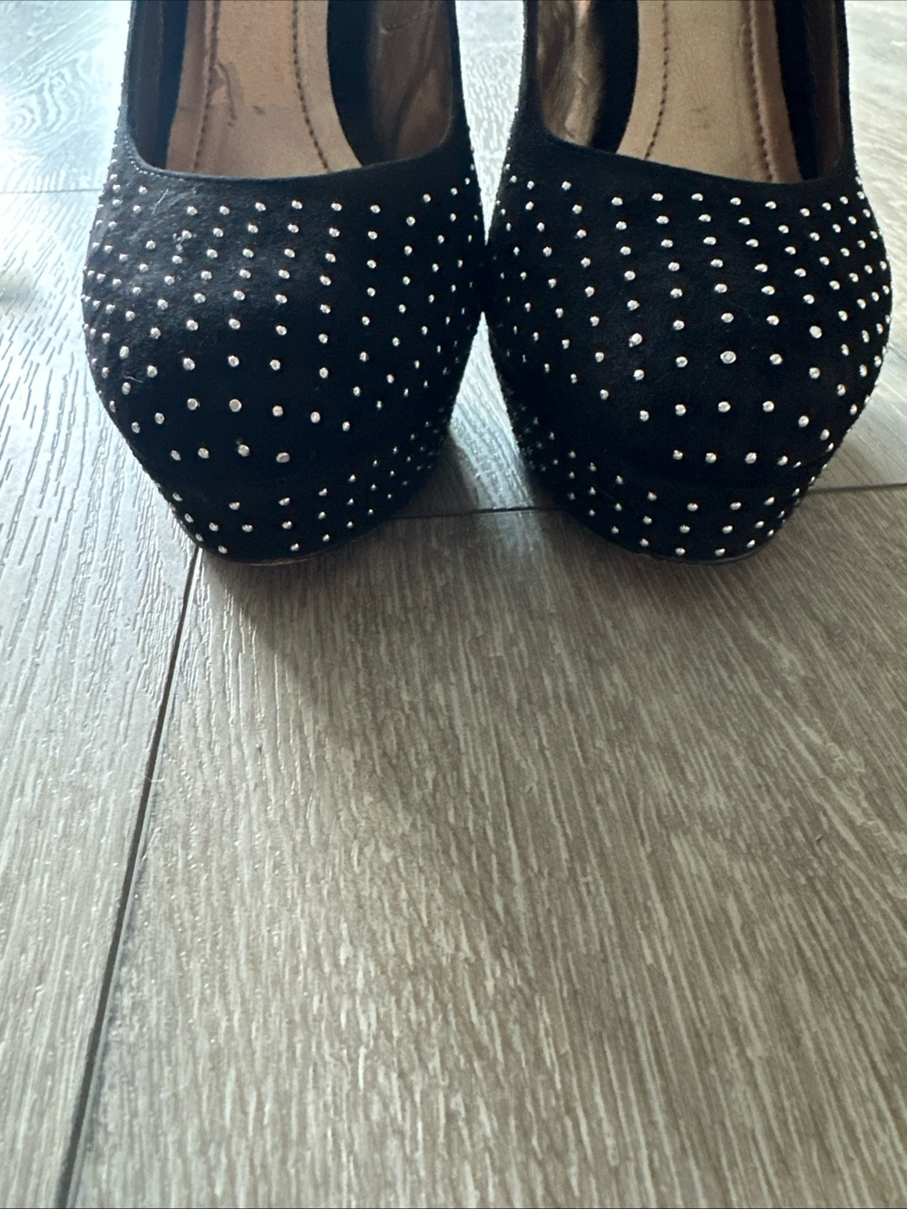 BCBGeneration Black Rhinestone Platform Block Heel Pumps - Picture 5 of 5